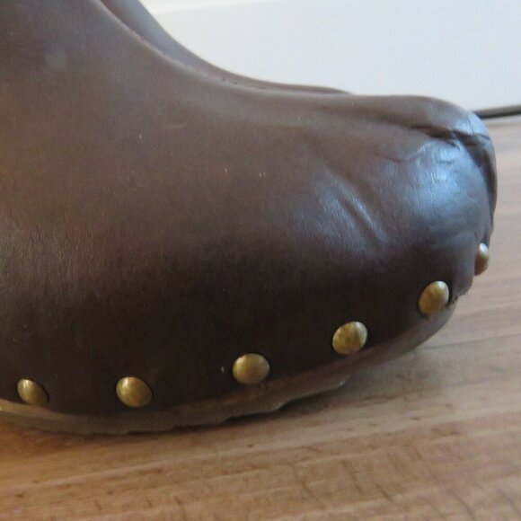 BOSABO Brown Leather Studded Clog Booties Boots Grandma Boho - Size US 6 - Picture 7 of 15